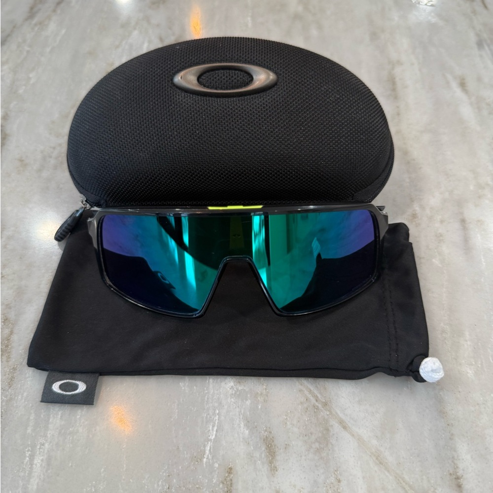 Oakley Sutro Lite Black Sunglasses with Blue-Green Lenses